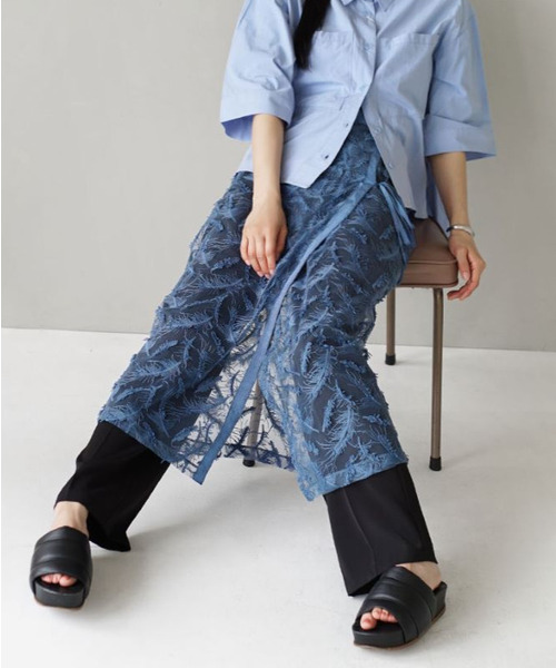 MIMIMEMETE（ミミメメット）の「シアージャガード ラップスカート（スカート・レディース・ブルー/ブラック・M）」の4枚目の写真