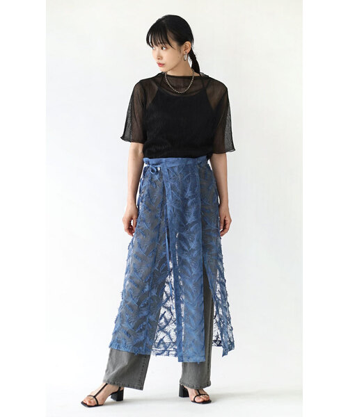 MIMIMEMETE（ミミメメット）の「シアージャガード ラップスカート（スカート・レディース・ブルー/ブラック・M）」の5枚目の写真