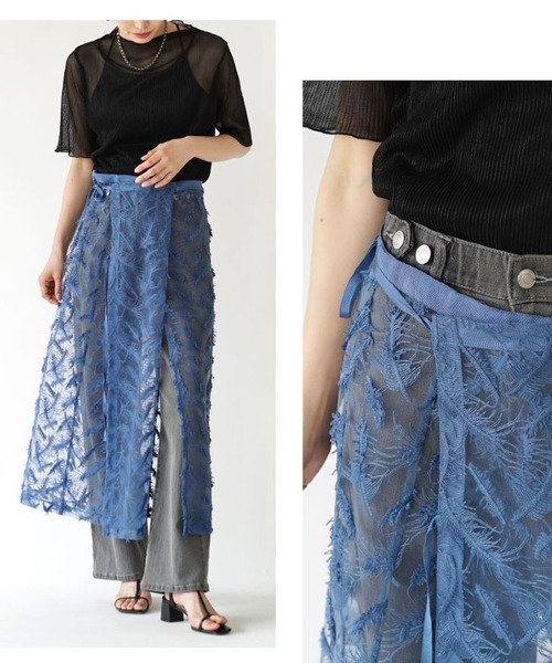 MIMIMEMETE（ミミメメット）の「シアージャガード ラップスカート（スカート・レディース・ブルー/ブラック・M）」の6枚目の写真