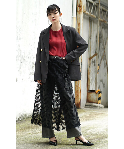 MIMIMEMETE（ミミメメット）の「シアージャガード ラップスカート（スカート・レディース・ブルー/ブラック・M）」の9枚目の写真