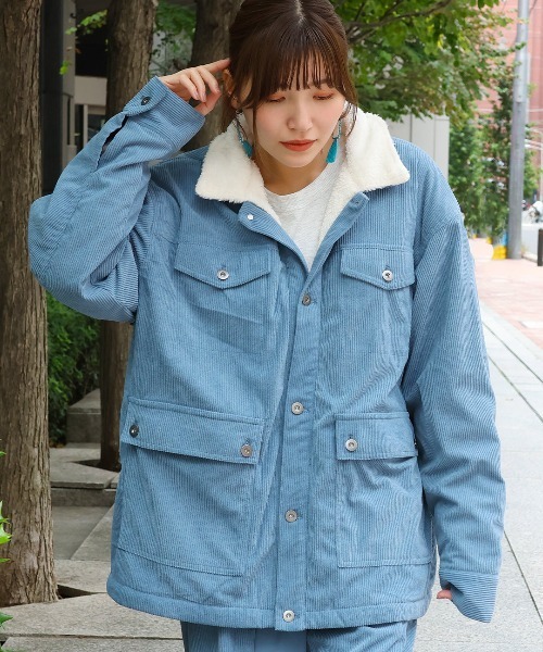 チチカカ（チチカカ）の「コーデュロイ裏ボアブルゾン【ユニセックス】（ブルゾン・メンズ・グレー/ブルー・FREE）」の4枚目の写真