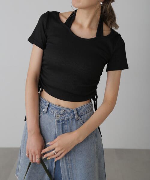 FREE'S MART（フリーズマート）の「◆ホルターネックコンパクトカットソー（Tシャツ/カットソー・レディース・ブラック/ライトグリーン/ホワイト・FREE）」の2枚目の写真