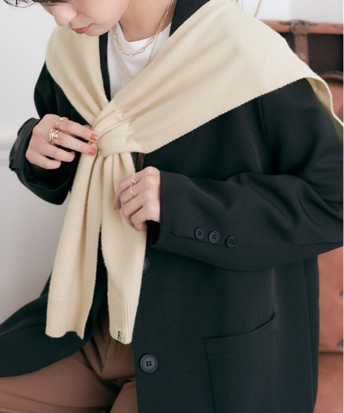 kirakiraShop(キラキラショップ)の「肩掛け ニット フェイク カーディガン(カーディガン/ボレロ・レディース・ブラック/オフホワイト/ブルー/杢グレー/キャメル/レッド/グリーン/ベージュ・FREE)」の5枚目の写真