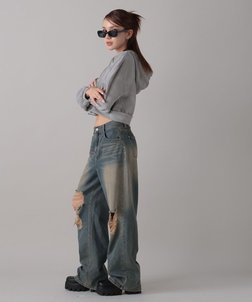 FOREVER 21（フォーエバー トゥエンティーワン）の「【2024FW】ピグメント風パーカー（パーカー・レディース・ブラック/グレー・FREE）」の6枚目の写真