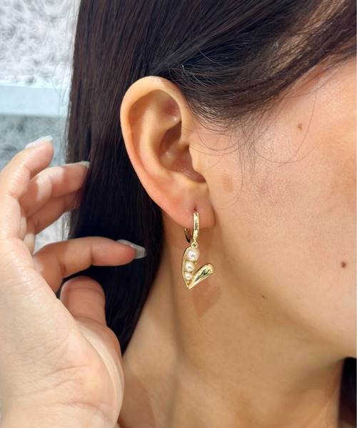 Burner(バーナー)の「【CHI SELECT】ハート パール デザイン フープピアス chi-pierce-00695 N【GBT】(ピアス(両耳用)・レディース・ゴールド/シルバー・FREE)」の2枚目の写真