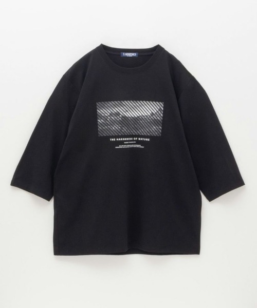 Mac-House(マックハウス)の「フォトプリント7分袖Tシャツ(Tシャツ/カットソー・メンズ・ブラック/グレイッシュベージュ/ホワイト/ライトグレー・S/M/L/XL)」の8枚目の写真