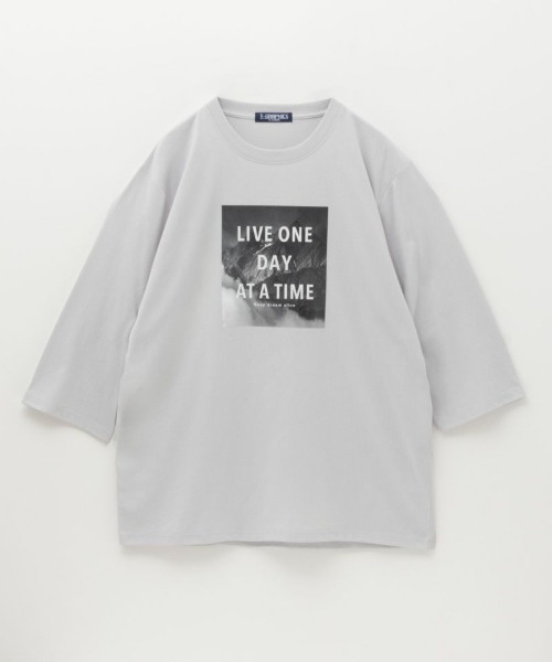 Mac-House(マックハウス)の「フォトプリント7分袖Tシャツ(Tシャツ/カットソー・メンズ・ブラック/グレイッシュベージュ/ホワイト/ライトグレー・S/M/L/XL)」の11枚目の写真