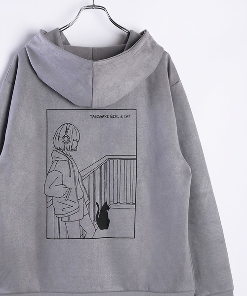 フェイクスエード TASOGARE GIRL & CAT 長袖 フルジップパーカー（パーカー）｜WESTSEA（ウエストシー）