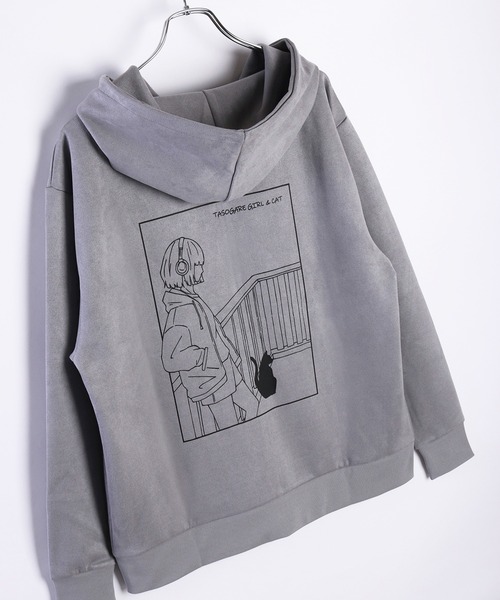 WESTSEA(ウエストシー)の「フェイクスエード TASOGARE GIRL & CAT 長袖 フルジップパーカー(パーカー・メンズ・チャコール/オフホワイト/グレー・M/L)」の11枚目の写真