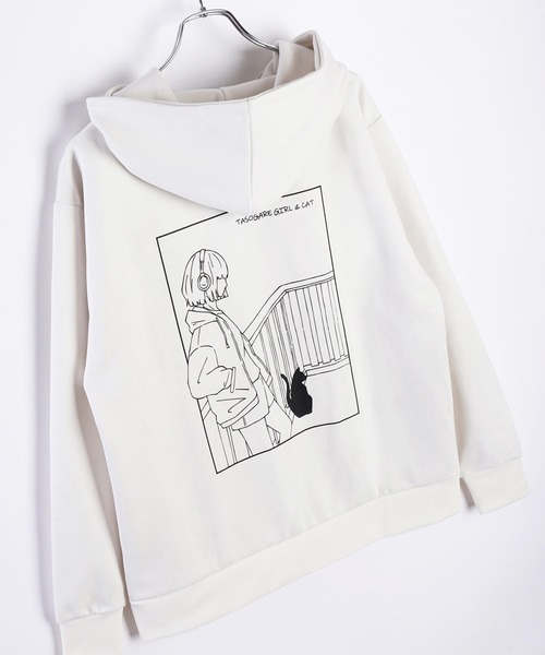 WESTSEA(ウエストシー)の「フェイクスエード TASOGARE GIRL & CAT 長袖 フルジップパーカー(パーカー・メンズ・チャコール/オフホワイト/グレー・M/L)」の6枚目の写真