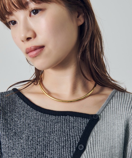 金属アレルギー軽減】ラウンド カーブ ステンレス ネックカフ