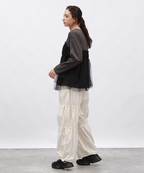 LAKOLE(ラコレ)の「チュールドッキング長袖T / 150979(Tシャツ/カットソー・レディース・ブラック/ベージュ/グレー・FREE)」の6枚目の写真