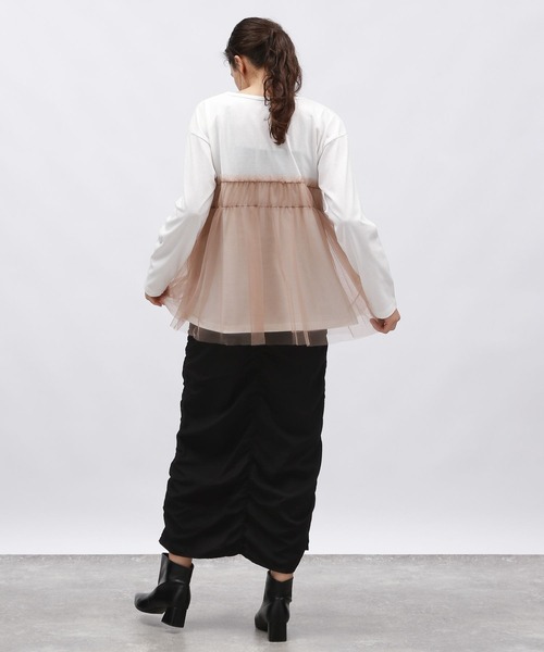 LAKOLE(ラコレ)の「チュールドッキング長袖T / 150979(Tシャツ/カットソー・レディース・ブラック/ベージュ/グレー・FREE)」の13枚目の写真