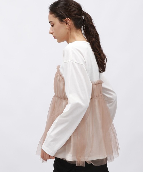 LAKOLE(ラコレ)の「チュールドッキング長袖T / 150979(Tシャツ/カットソー・レディース・ブラック/ベージュ/グレー・FREE)」の14枚目の写真