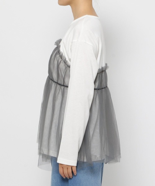 LAKOLE(ラコレ)の「チュールドッキング長袖T / 150979(Tシャツ/カットソー・レディース・ブラック/ベージュ/グレー・FREE)」の17枚目の写真