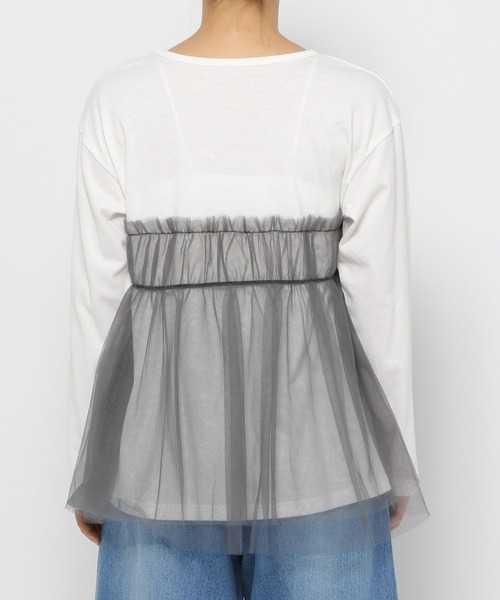 LAKOLE(ラコレ)の「チュールドッキング長袖T / 150979(Tシャツ/カットソー・レディース・ブラック/ベージュ/グレー・FREE)」の18枚目の写真