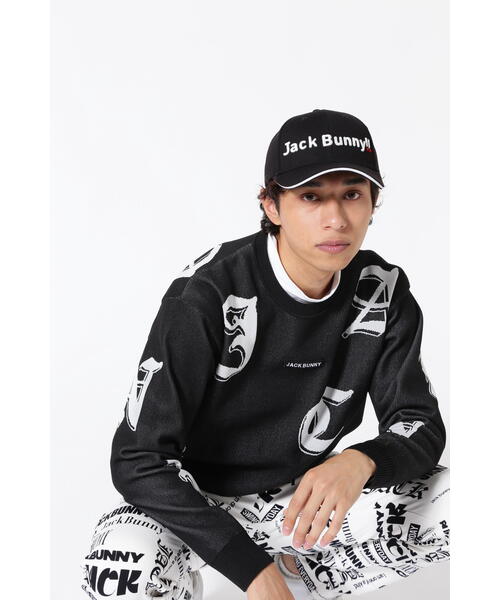 6 ジャックバニー ゴシックロゴ Ｗジャガード クルーネック ニット セーター Jack Bunny!!（ジャックバニー）の「【Jack Bunny!!】ゴシック