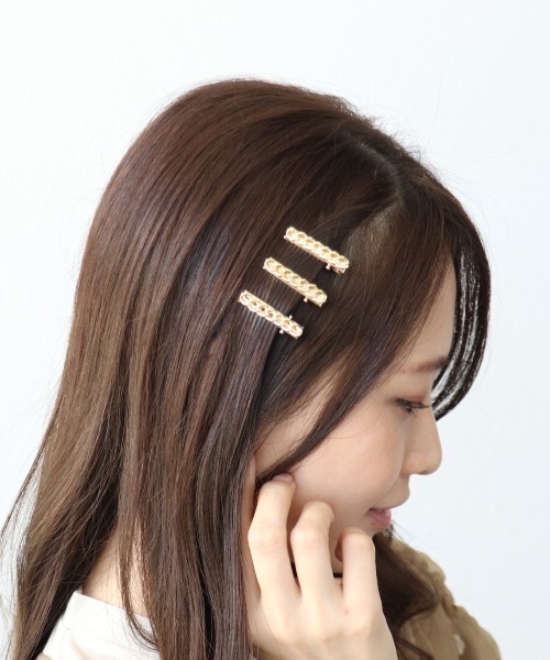 `使いやすい♪`【HERMES】Maillon ヘアークリップ バレッタ メタルチェーンミニクリップ（バレッタ/ヘアクリップ）｜Three