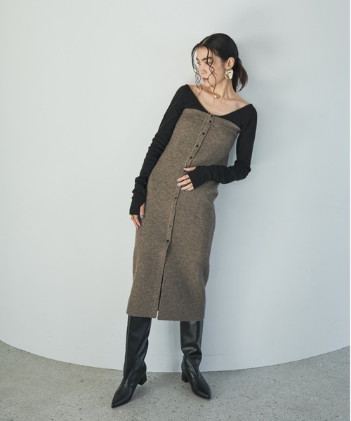 AIC.（エーアイシー）の「2WAYアルパカタッチニットロングスカート/ワンピース（スカート・レディース・ダークグレー/ブラック/グレイッシュベージュ・MEDIUM/MT）」の9枚目の写真