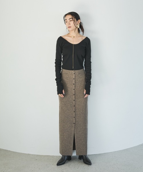 AIC.（エーアイシー）の「2WAYアルパカタッチニットロングスカート/ワンピース（スカート・レディース・ダークグレー/ブラック/グレイッシュベージュ・MEDIUM/MT）」の6枚目の写真