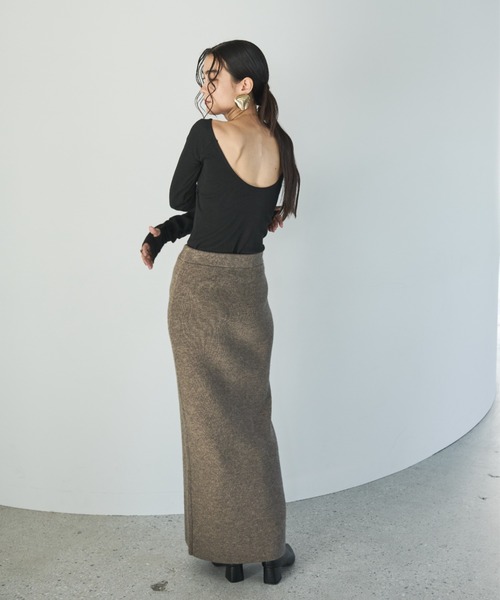 AIC.（エーアイシー）の「2WAYアルパカタッチニットロングスカート/ワンピース（スカート・レディース・ダークグレー/ブラック/グレイッシュベージュ・MEDIUM/MT）」の8枚目の写真