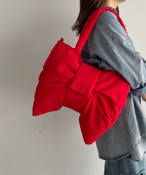 210nouve（トゥージュヌーブ）の「2WAYナイロンリボントートバッグ（トートバッグ・レディース・ベージュ/グレー/レッド/ブラック/ブルー・FREE）」の13枚目の写真