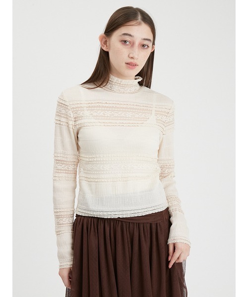 ハイネックレースプルオーバー（Tシャツ/カットソー）｜FURFUR（ファーファー）Tシャツ/カットソー