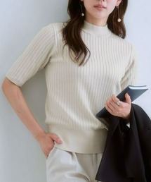 7days Life Styling | ５分袖ワイドリブニット（静電防止・毛玉になりにくい・UVカット・タンブル乾燥OK）(ニット/セーター)