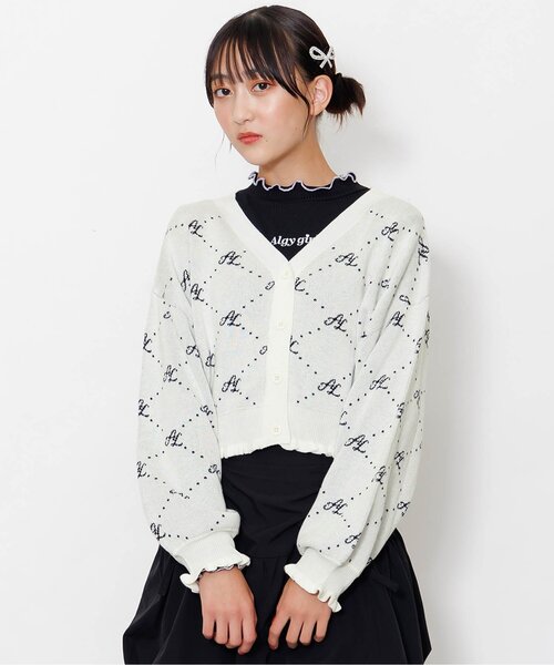 algy(アルジー)の「ソウガラニットカーデ(カーディガン/ボレロ・キッズ・ブラック/オフホワイト・XX-SMALL/X-SMALL/SMALL/MEDIUM)」の2枚目の写真