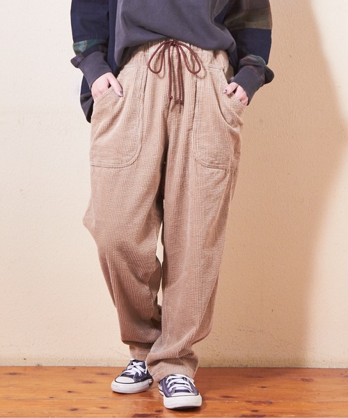 CUBE SUGAR（キューブシュガー）の「6Wサッカーコールダブルポケットギャザーパンツ（その他パンツ・レディース・ベージュ/パープル/スミクロ/マルチ/ブラウン・M）」の4枚目の写真