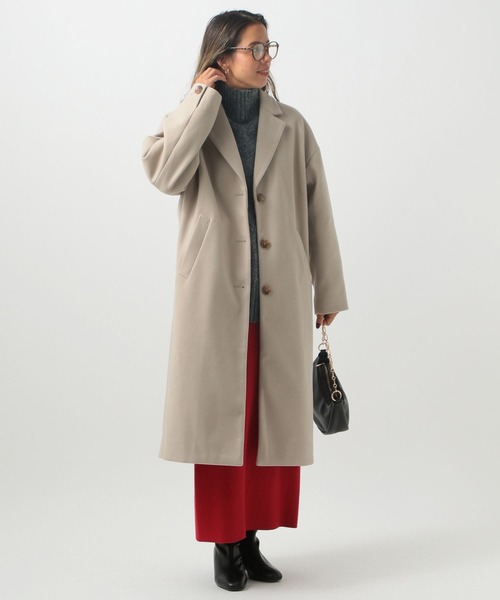 BAYFLOW（ベイフロー）の「[すっきりシルエット]ウーリーロングコート（チェスターコート・レディース・ブラック/グレイッシュベージュ・SMALL/MEDIUM）」の12枚目の写真