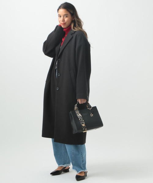 BAYFLOW（ベイフロー）の「[すっきりシルエット]ウーリーロングコート（チェスターコート・レディース・ブラック/グレイッシュベージュ・SMALL/MEDIUM）」の18枚目の写真