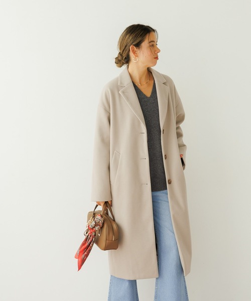 BAYFLOW（ベイフロー）の「[すっきりシルエット]ウーリーロングコート（チェスターコート・レディース・ブラック/グレイッシュベージュ・SMALL/MEDIUM）」の5枚目の写真