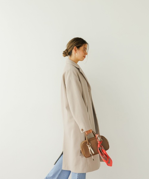 BAYFLOW（ベイフロー）の「[すっきりシルエット]ウーリーロングコート（チェスターコート・レディース・ブラック/グレイッシュベージュ・SMALL/MEDIUM）」の10枚目の写真