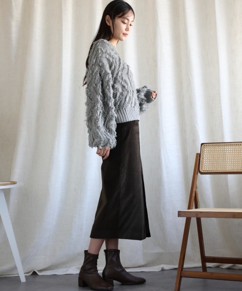 aimoha（アイモハ）の「フリンジジャガードニット（ニット/セーター・レディース・グレー/ブラック/ブルー/ベージュ・MEDIUM）」の18枚目の写真