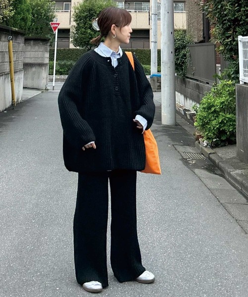 CORNERS（コーナーズ）の「【CORNERS by KR】ローゲージニットパンツ【セットアップ可能】（その他パンツ・レディース・ブラック/グレー/ネイビー/ライトグレー/ブラウン・M）」の8枚目の写真