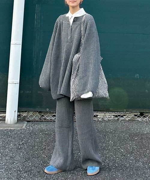 CORNERS（コーナーズ）の「【CORNERS by KR】ローゲージニットパンツ【セットアップ可能】（その他パンツ・レディース・ブラック/グレー/ネイビー/ライトグレー/ブラウン・M）」の12枚目の写真