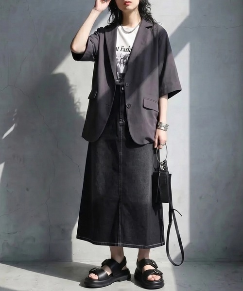 SELECT LEVERY(セレクトリベリー)の「ロングデニムAラインスカート(デニムスカート・レディース・ライトブルー/ブラック/ブルー/ネイビー・SMALL/MEDIUM/LARGE/X-LARGE)」の17枚目の写真
