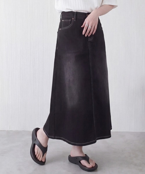 SELECT LEVERY(セレクトリベリー)の「ロングデニムAラインスカート(デニムスカート・レディース・ライトブルー/ブラック/ブルー/ネイビー・SMALL/MEDIUM/LARGE/X-LARGE)」の18枚目の写真