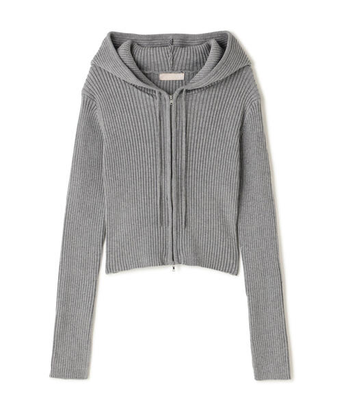 FREE'S MART（フリーズマート）の「◆配色リブショート丈ニットパーカー（ニット/セーター・レディース・グレー/ブルー/ブラウン・FREE）」の4枚目の写真