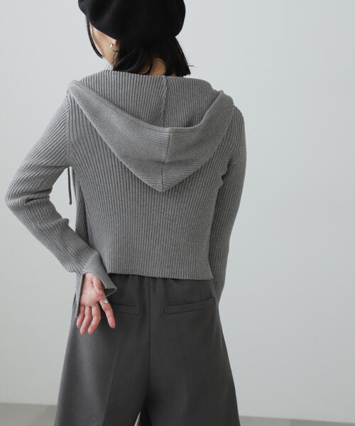 FREE'S MART（フリーズマート）の「◆配色リブショート丈ニットパーカー（ニット/セーター・レディース・グレー/ブルー/ブラウン・FREE）」の8枚目の写真