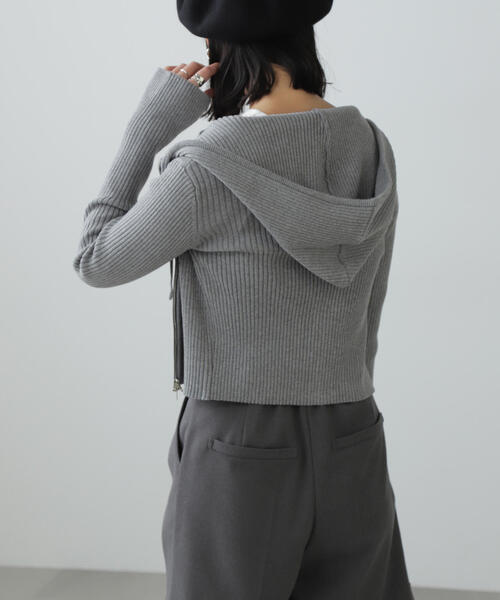 FREE'S MART（フリーズマート）の「◆配色リブショート丈ニットパーカー（ニット/セーター・レディース・グレー/ブルー/ブラウン・FREE）」の9枚目の写真