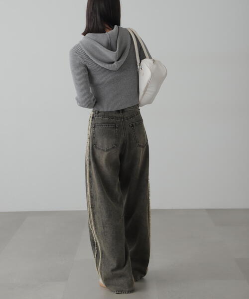 FREE'S MART（フリーズマート）の「◆配色リブショート丈ニットパーカー（ニット/セーター・レディース・グレー/ブルー/ブラウン・FREE）」の16枚目の写真