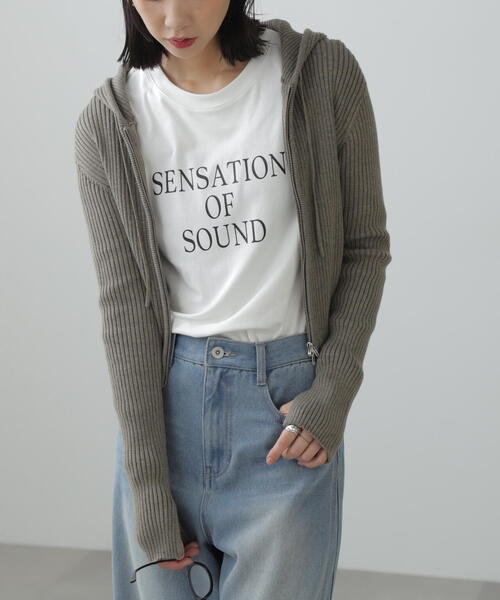 FREE'S MART（フリーズマート）の「◆配色リブショート丈ニットパーカー（ニット/セーター・レディース・グレー/ブルー/ブラウン・FREE）」の21枚目の写真