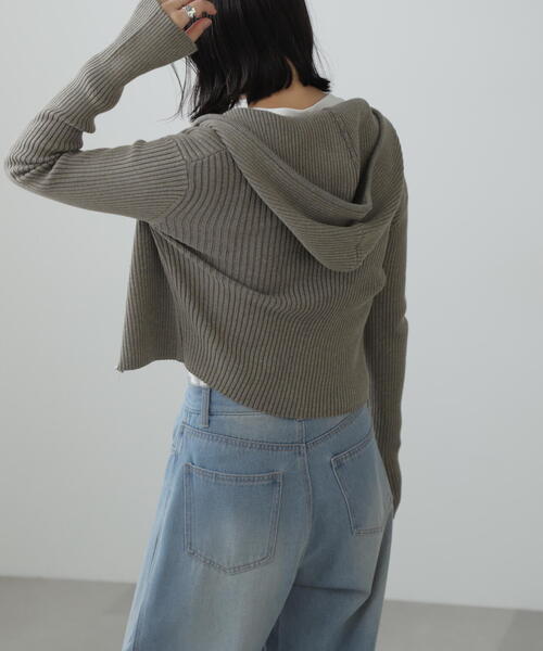 FREE'S MART（フリーズマート）の「◆配色リブショート丈ニットパーカー（ニット/セーター・レディース・グレー/ブルー/ブラウン・FREE）」の22枚目の写真