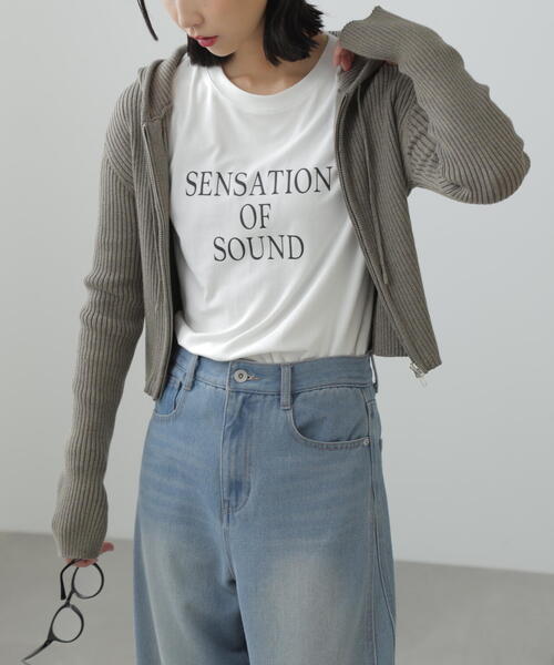 FREE'S MART（フリーズマート）の「◆配色リブショート丈ニットパーカー（ニット/セーター・レディース・グレー/ブルー/ブラウン・FREE）」の3枚目の写真