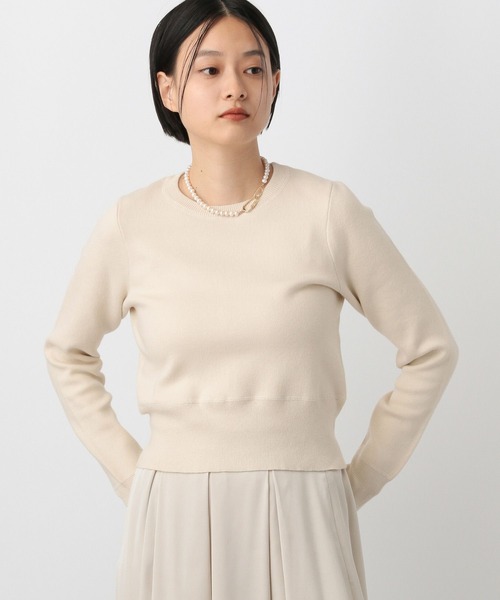 A part by（アパートバイ）の「カシミヤライクコットンショートプルオーバー（ニット/セーター・レディース・ブラウン/チャコールグレー/アイボリー・FREE）」の21枚目の写真