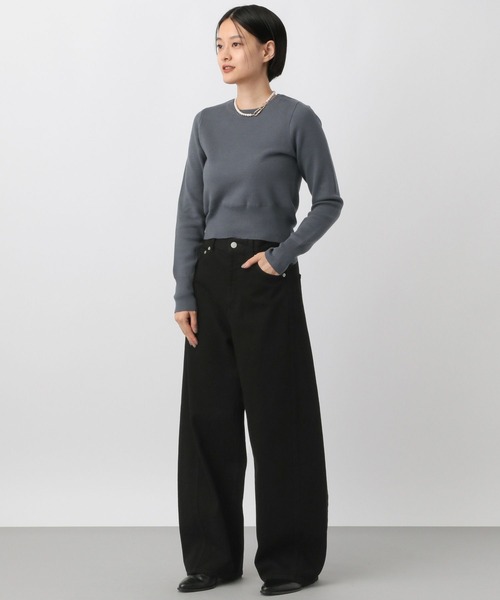A part by（アパートバイ）の「カシミヤライクコットンショートプルオーバー（ニット/セーター・レディース・ブラウン/チャコールグレー/アイボリー・FREE）」の4枚目の写真