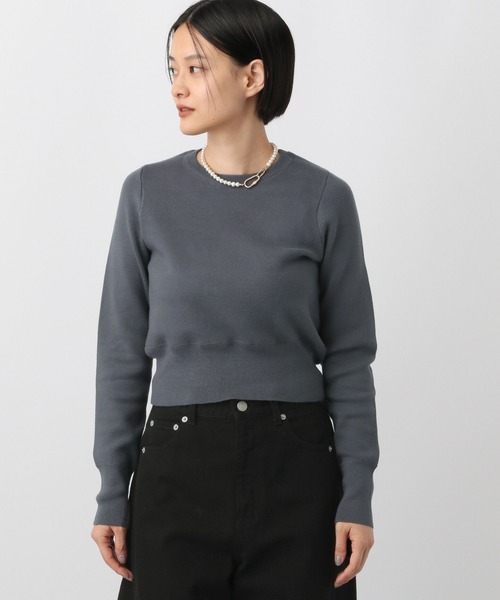 A part by（アパートバイ）の「カシミヤライクコットンショートプルオーバー（ニット/セーター・レディース・ブラウン/チャコールグレー/アイボリー・FREE）」の6枚目の写真