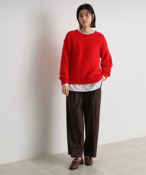 TODAYFUL キーネックサテンプルオーバー美品 ストライプピンタックストレッチプルオーバー｜FURRY、REYELL